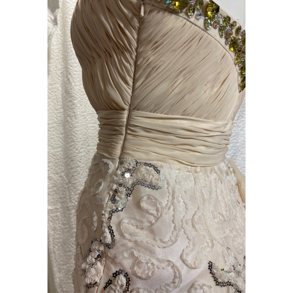 Vintage Aesthetic Lace Mermaid Gown - Sleeveless Ruffle Evening Dress - Champa - Picture 8 of 11